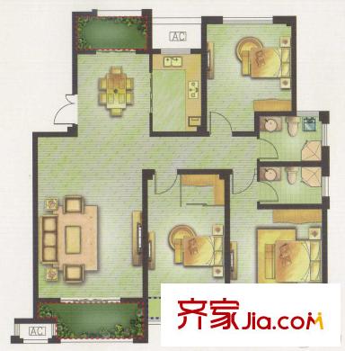 首開水印西堤K2戶型 3室2廳2衛(wèi)1廚