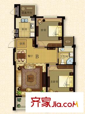 揚州天下花園B戶型 2室2廳1衛(wèi)1廚