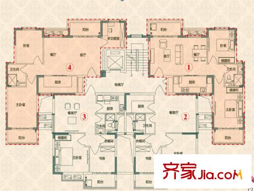 恒大帝景尚品錦舍戶型 2室2廳1衛(wèi)1廚
