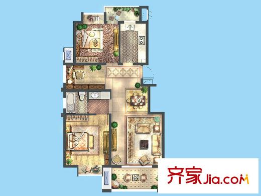 智谷華府G戶型 3室2廳1衛(wèi)1廚