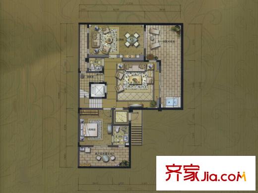 品尊國際低層區(qū)負一層A戶型 1室2廳2衛(wèi)