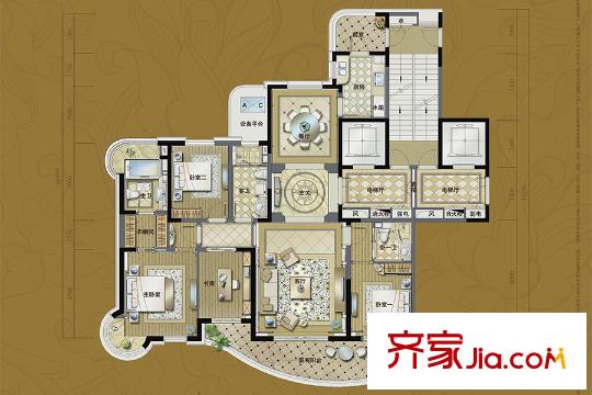 品尊國際7#樓A戶型 4室2廳3衛(wèi)1廚