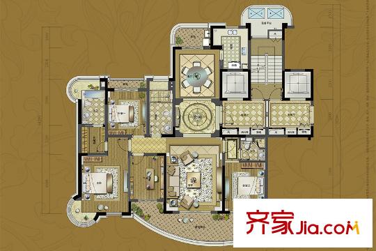 品尊國際3#樓A戶型 4室2廳3衛(wèi)1廚