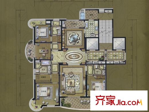 品尊國際8#樓A戶型 4室2廳3衛(wèi)1廚