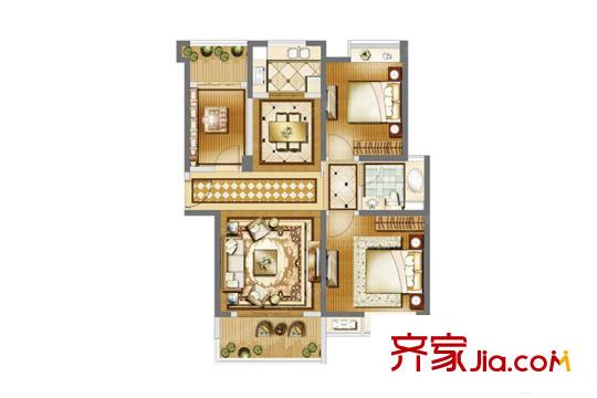 雅居樂(lè)國(guó)際君闊B戶型 3室2廳1衛(wèi)1廚