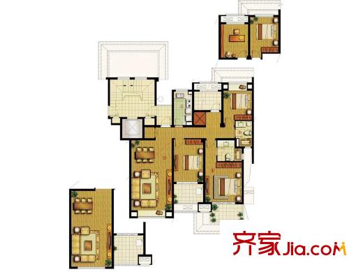 萬(wàn)科城B4戶(hù)型 4室2廳2衛(wèi)1廚