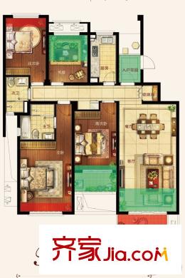 萬(wàn)科城平方米園B2戶(hù)型 4室2廳2衛(wèi)1廚