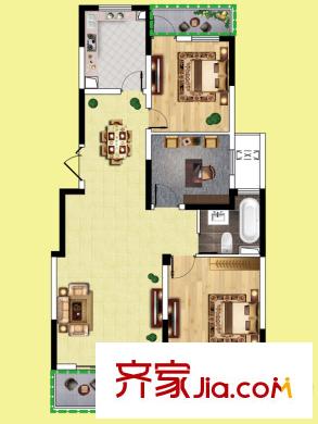 九龍灣樹人園C戶型 3室2廳1衛(wèi)1廚
