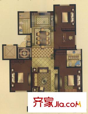 名門壹品148平米戶型 3室2廳2衛(wèi)1廚