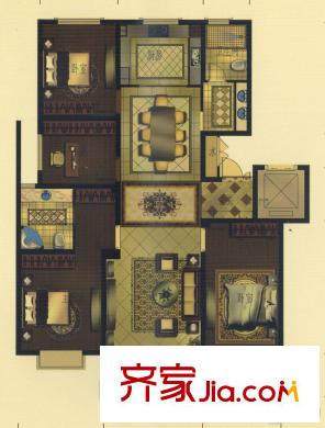名門壹品158平米戶型 4室2廳2衛(wèi)1廚