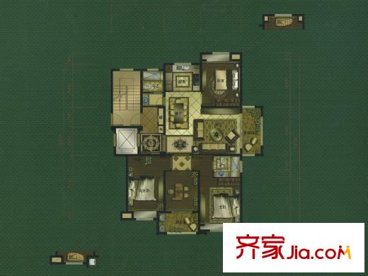 名門壹品小高層U戶型 4室2廳2衛(wèi)