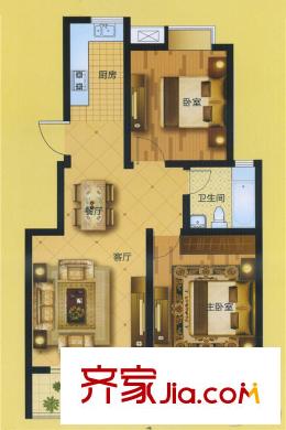 新城生態(tài)花園J戶型 2室2廳1衛(wèi)1廚