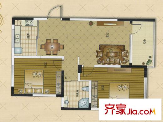 華鼎星城康乃馨A戶型 2室2廳1衛(wèi)1廚