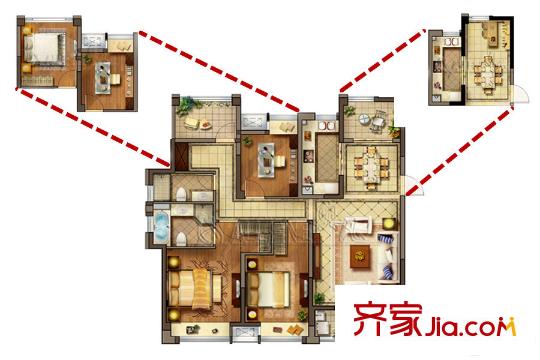 金地酩悅二期奢闊名邸戶型 4室2廳2衛(wèi)1廚