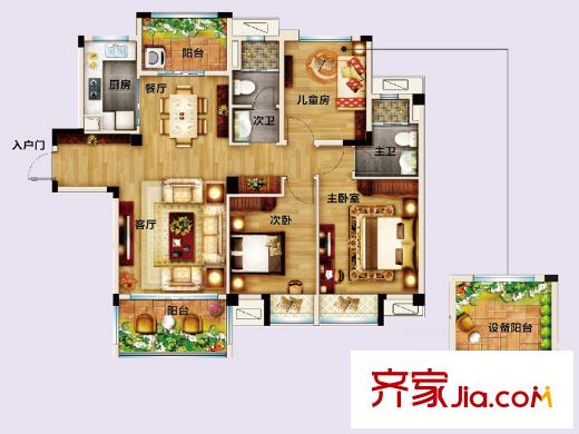 儀征碧桂園J636T-C戶型 3室2廳2衛(wèi)1廚