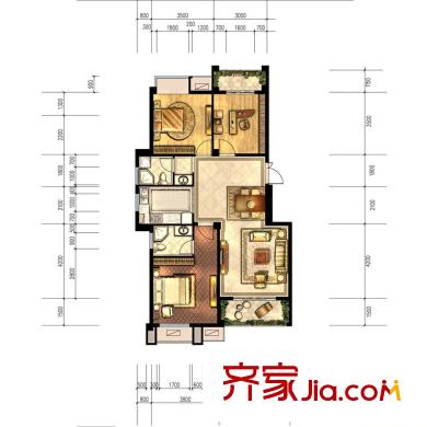 藍爵莊園二期105平方米戶型 3室2廳2衛(wèi)1廚