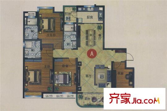 寶應(yīng)碧桂園J621-A戶型 4室2廳3衛(wèi)1廚