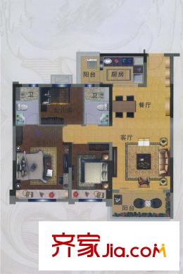 寶應碧桂園YJ110T戶型 3室2廳2衛(wèi)1廚