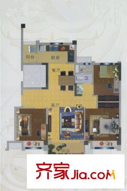 寶應碧桂園YJ90T戶型 3室2廳1衛(wèi)1廚