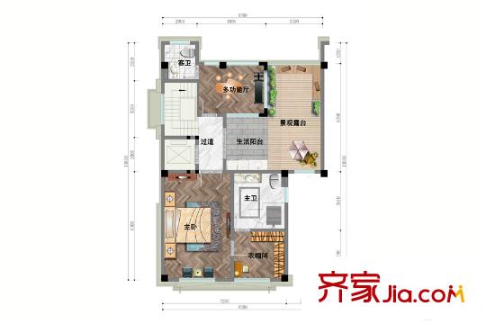 匯智津園5#樓別墅戶型三層 6室2廳5衛(wèi)1廚