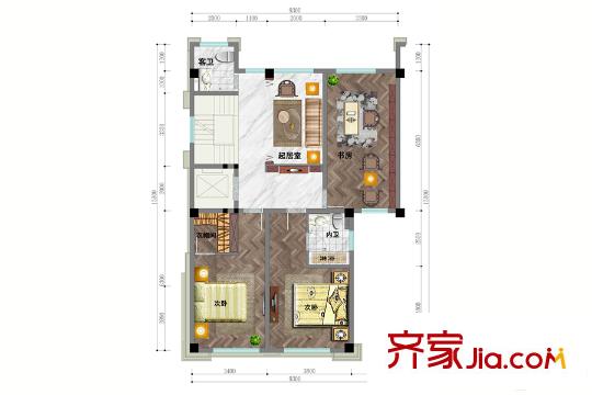 匯智津園5#樓別墅戶型二層 6室2廳5衛(wèi)1廚