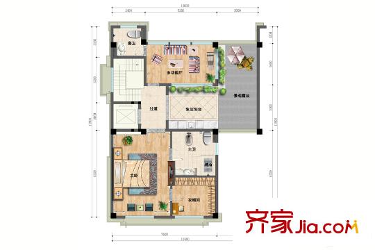 匯智津園13#樓別墅戶型三層 6室2廳5衛(wèi)1廚