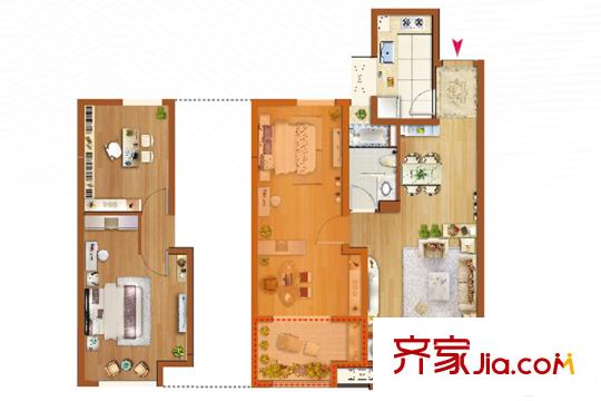 中信泰富嘉境A2戶型 2室2廳1衛(wèi)1廚