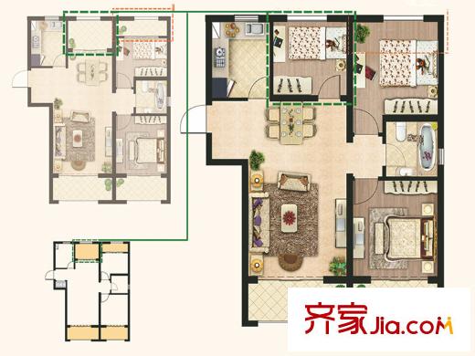 東亞御景灣A1戶型 3室2廳1衛(wèi)1廚