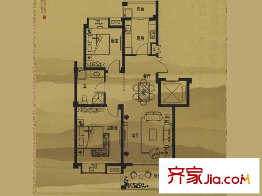 揚(yáng)州天下花園西華苑Z11戶型 2室2廳1衛(wèi)1廚