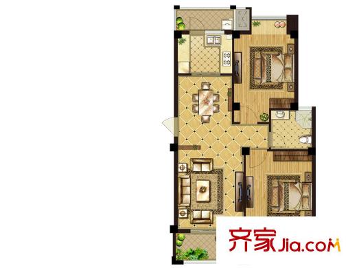 朗悅華府E2戶型 2室2廳1衛(wèi)1廚