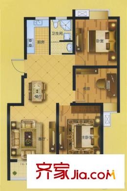 新城生態(tài)花園H戶型 3室2廳1衛(wèi)1廚
