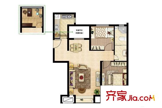 東亞御景灣C2戶型 3室2廳1衛(wèi)1廚