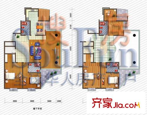 奧都花城戶型圖空中別墅高層K戶型 6室2廳4衛(wèi)