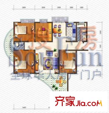 奧都花城戶型圖浪漫風暴高層B戶型 4室2廳2衛(wèi)