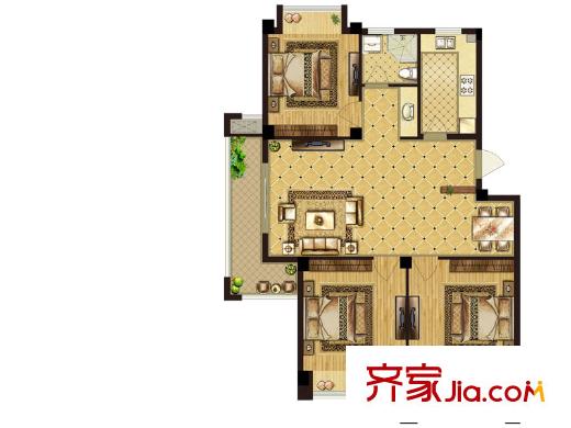 朗悅華府G戶型 3室2廳1衛(wèi)1廚