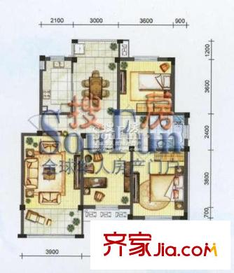 新港名興花園戶型圖港名興花園 戶型圖 3室2廳1衛(wèi)1廚