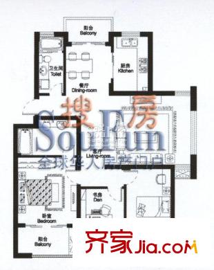  星聯(lián)邦戶型圖面積: 126.95平方米