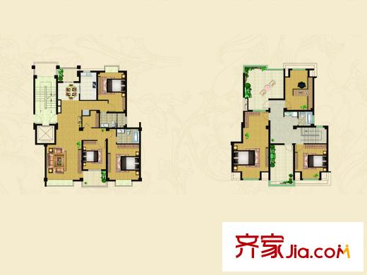 天鵝灣墅園多層洋房E02戶型 3室2廳2衛(wèi)1廚