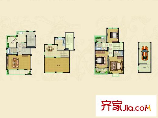 天鵝灣墅園疊加J02戶型 3室2廳3衛(wèi)1廚