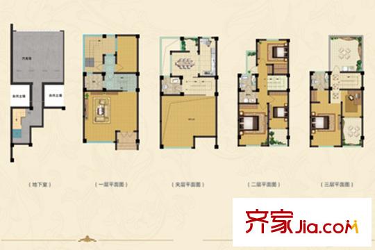 天鵝灣墅園聯(lián)排L10戶型 5室2廳2衛(wèi)1廚