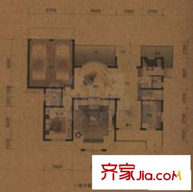 廣源世紀豪園戶型圖B戶型一層 4室3廳5衛(wèi)1廚