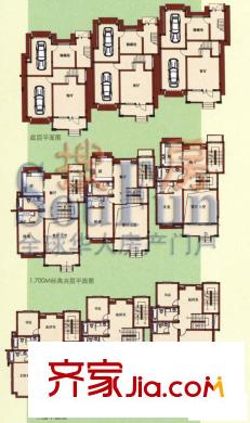 金湖灣墅園戶型圖疊加別墅戶型 4室2廳2衛(wèi)1廚