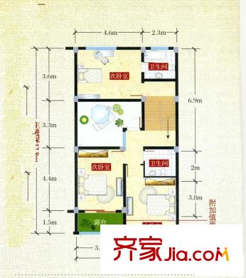 加州莊園戶型圖聯(lián)排G戶型二層 5室3廳5衛(wèi)1廚