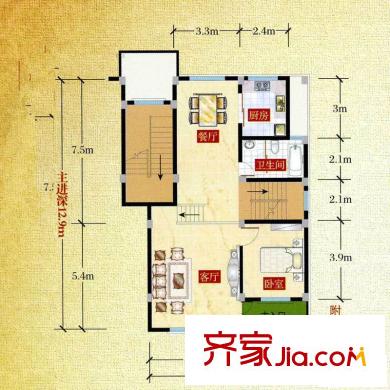 加州莊園戶型圖疊加H2戶型下疊一層 4室2廳3衛(wèi)1廚