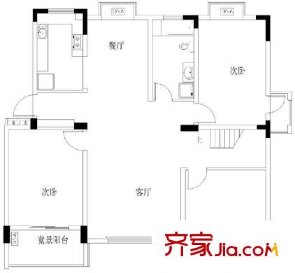 西郡188花園戶型圖頂層501 3室2廳1衛(wèi)