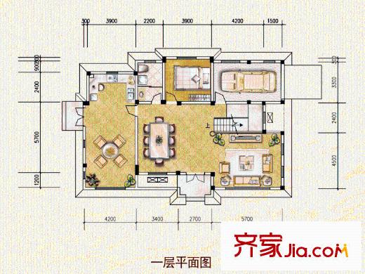 仁杰龍郡一層A戶型 4室5廳4衛(wèi)1廚