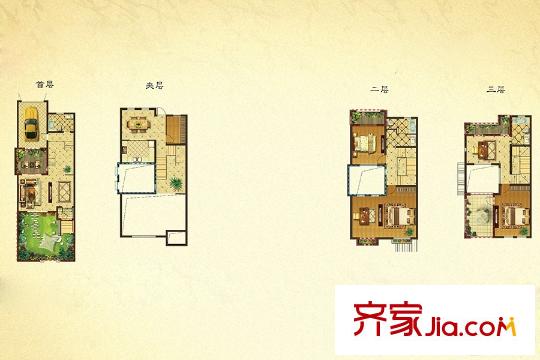 仁杰龍郡二期院墅D戶型 4室2廳3衛(wèi)1廚