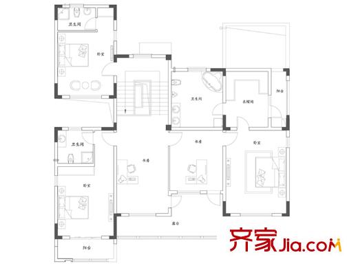 江揚(yáng)運(yùn)河印象二層1戶型 6室3廳5衛(wèi)1廚