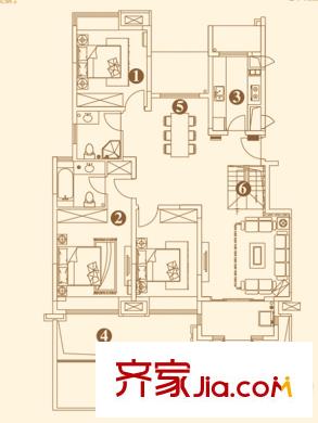深物業(yè)湖畔御景C1戶型 3室2廳2衛(wèi)1廚