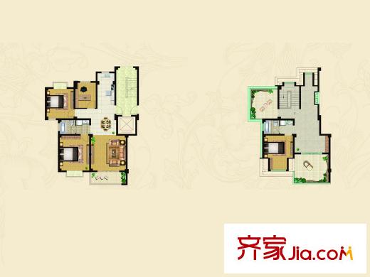 天鵝灣墅園多層洋房E01戶型 3室2廳1衛(wèi)1廚